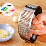 Premium Stainless Steel Garlic Press (with FREE 3 Pcs Silicon Garlic Peelers)